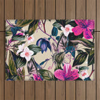Pattern antique botanical flowers Outdoor Rug Gallery Image 1