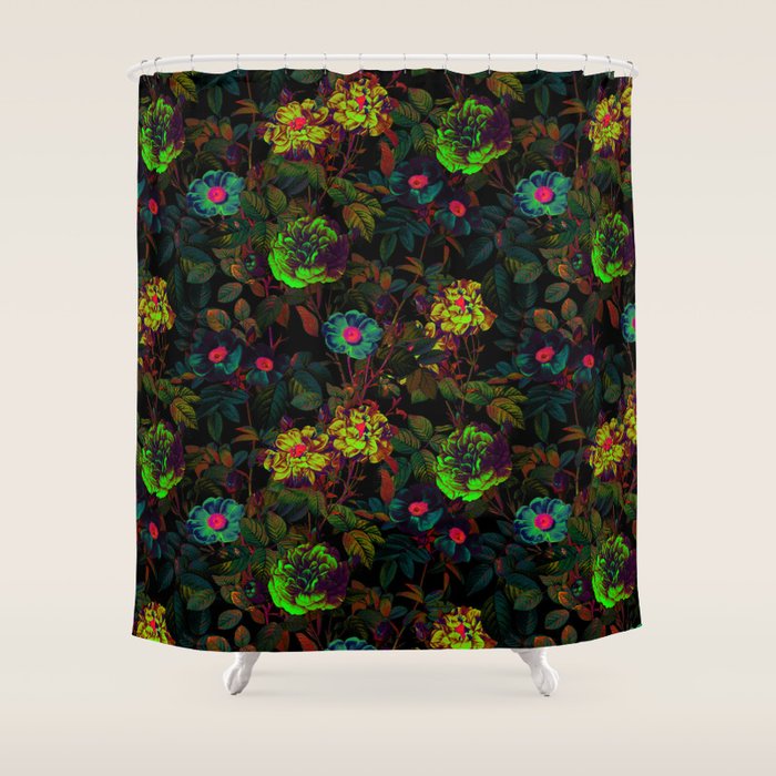Floral Neon Garden Shower Curtain Gallery Image 1