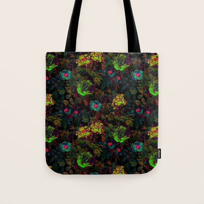 Floral Neon Garden Tote Bag Gallery Image 1