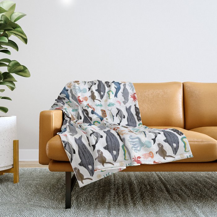 Sea Change: Ocean Animals Throw Blanket Gallery Image 1