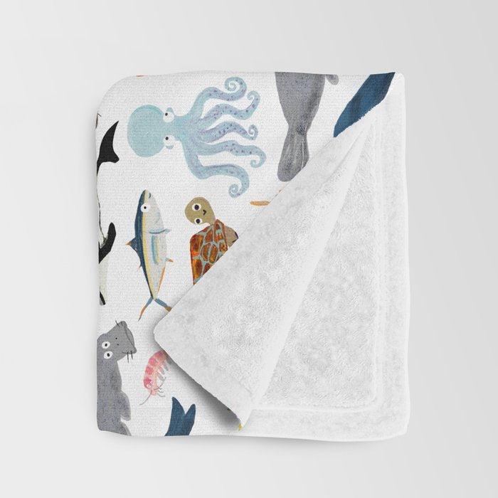 Sea Change: Ocean Animals Throw Blanket Gallery Image 3