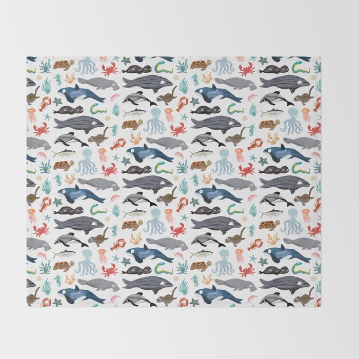 Sea Change: Ocean Animals Throw Blanket Gallery Image 2
