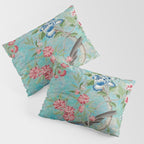Chinoiserie Aqua Turquoise Peony Bird Garden  Pillow Sham Gallery Image 3