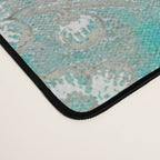 Chinoiserie Aqua Turquoise Peony Bird Garden  Desk Mat Gallery Image 4