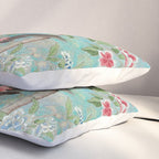 Chinoiserie Aqua Turquoise Peony Bird Garden  Pillow Sham Gallery Image 3