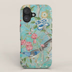 Chinoiserie Aqua Turquoise Peony Bird Garden  iPhone Case Gallery Image 1