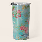 Chinoiserie Aqua Turquoise Peony Bird Garden  Travel Mug Gallery Image 3