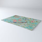 Chinoiserie Aqua Turquoise Peony Bird Garden  Rug Gallery Image 3