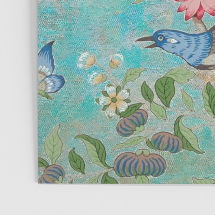 Chinoiserie Aqua Turquoise Peony Bird Garden  Poster Gallery Image 3