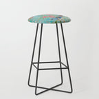 Chinoiserie Aqua Turquoise Peony Bird Garden  Stool Gallery Image 1