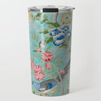 Chinoiserie Aqua Turquoise Peony Bird Garden  Travel Mug Gallery Image 1