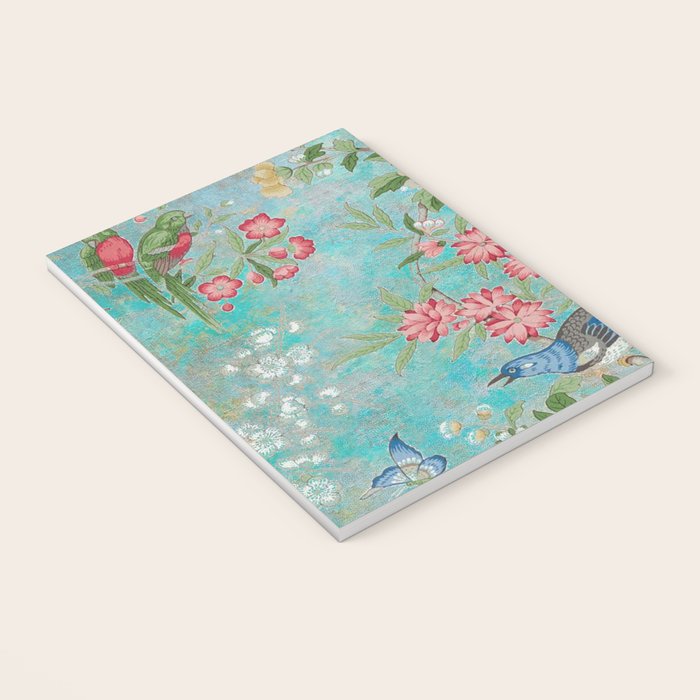 Chinoiserie Aqua Turquoise Peony Bird Garden  Notebook Gallery Image 3