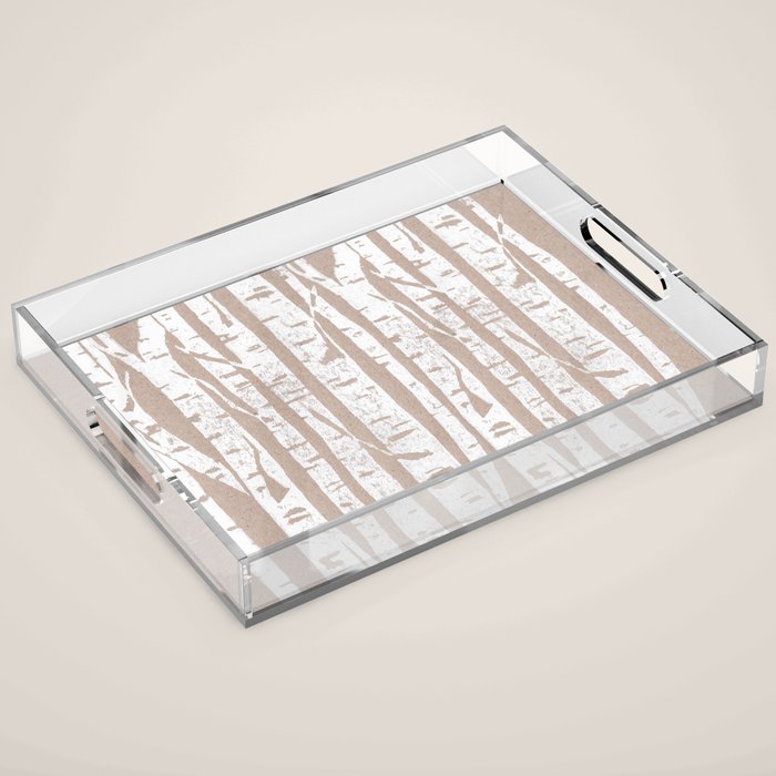 Woodcut Birches Acrylic Tray Gallery Image 1