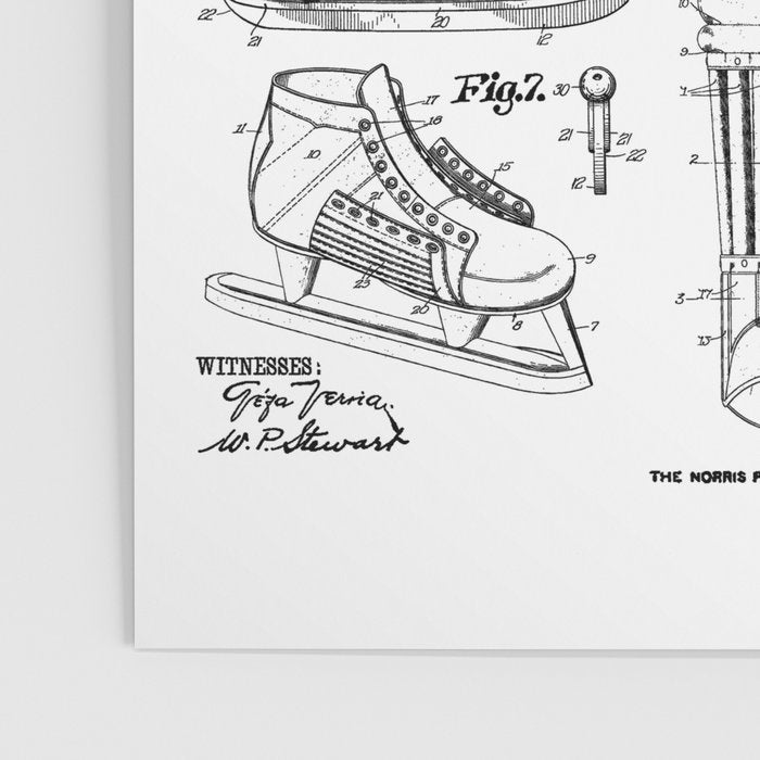 Ice Hockey Player Winter Sport Vintage Patent Print Poster Gallery Image 3