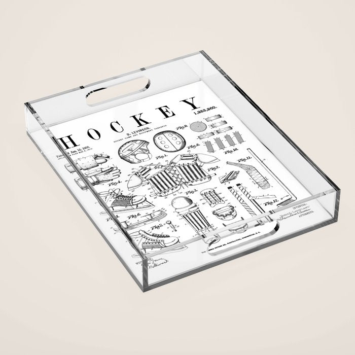 Ice Hockey Player Winter Sport Vintage Patent Print Acrylic Tray Gallery Image 1