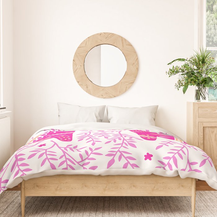 Swedish Dala Horses - Pink Palette Duvet Cover Gallery Image 3