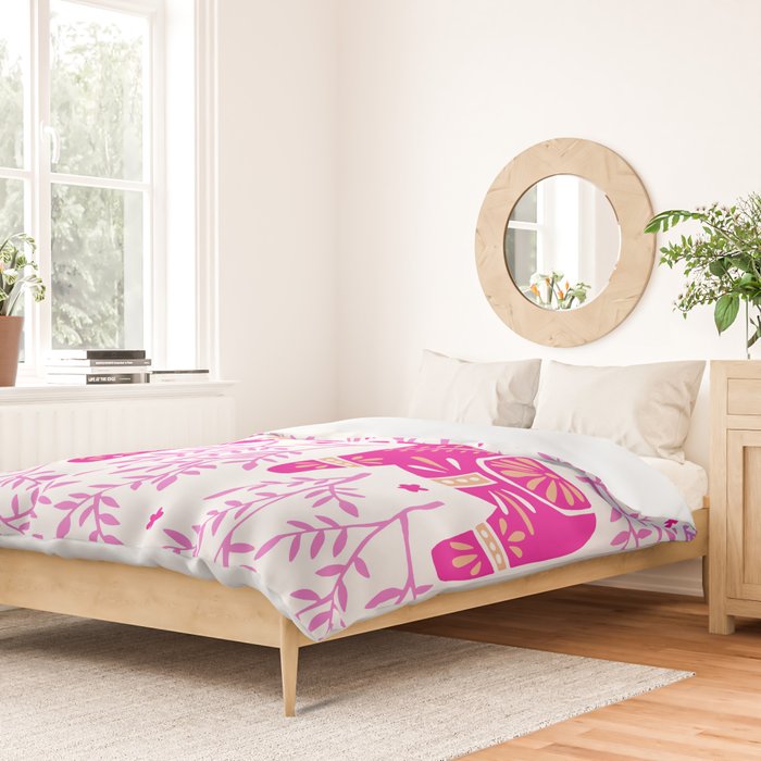 Swedish Dala Horses - Pink Palette Duvet Cover Gallery Image 2