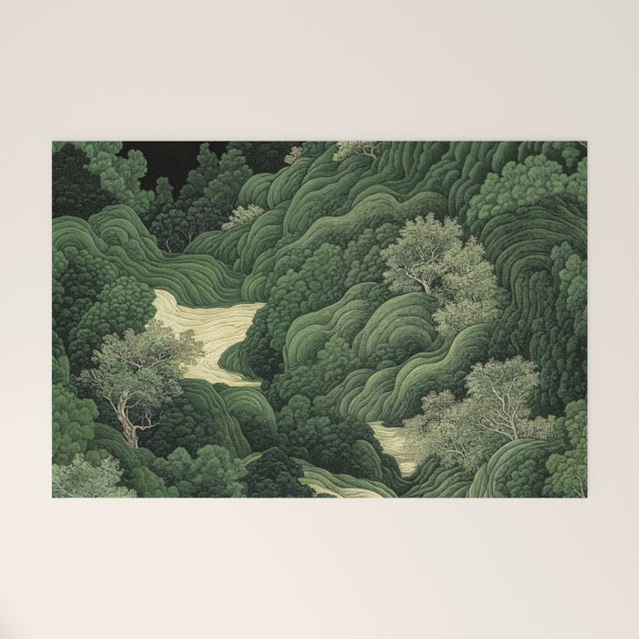 Japanese Wall Art Maximalist Moon Print japandi Art Wabi Sabi Painting Sage Green dopamine decor Welcome Mat Gallery Image 1