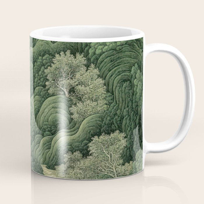 Japanese Wall Art Maximalist Moon Print japandi Art Wabi Sabi Painting Sage Green dopamine decor Coffee Mug Gallery Image 1