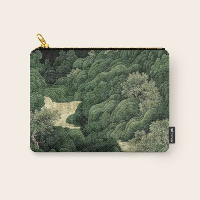 Japanese Wall Art Maximalist Moon Print japandi Art Wabi Sabi Painting Sage Green dopamine decor Carry All Pouch Gallery Image 1