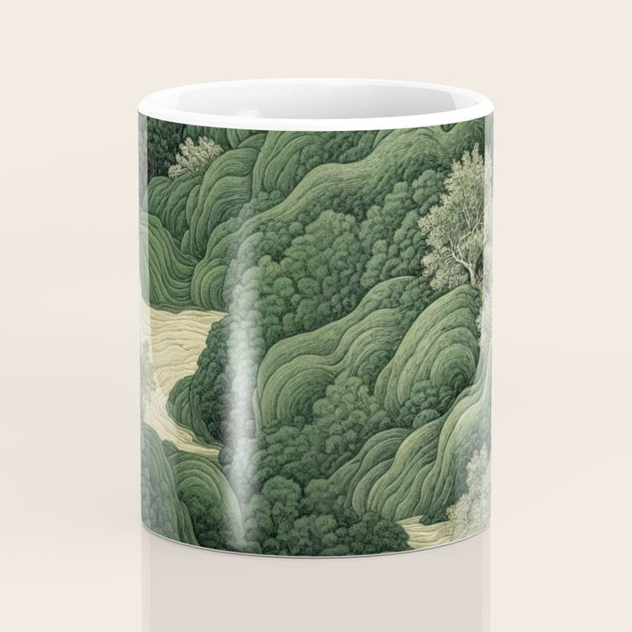 Japanese Wall Art Maximalist Moon Print japandi Art Wabi Sabi Painting Sage Green dopamine decor Coffee Mug Gallery Image 4