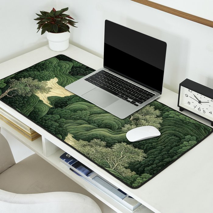 Japanese Wall Art Maximalist Moon Print japandi Art Wabi Sabi Painting Sage Green dopamine decor Desk Mat Gallery Image 2