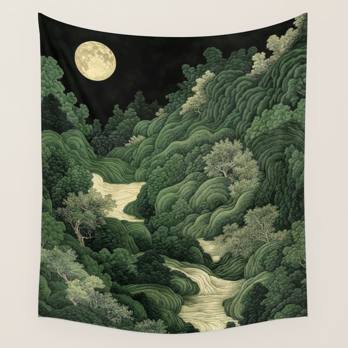 Japanese Wall Art Maximalist Moon Print japandi Art Wabi Sabi Painting Sage Green dopamine decor Wall Tapestry Gallery Image 4