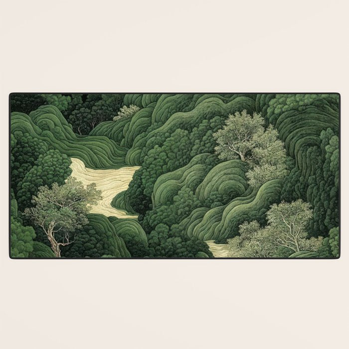 Japanese Wall Art Maximalist Moon Print japandi Art Wabi Sabi Painting Sage Green dopamine decor Desk Mat Gallery Image 3