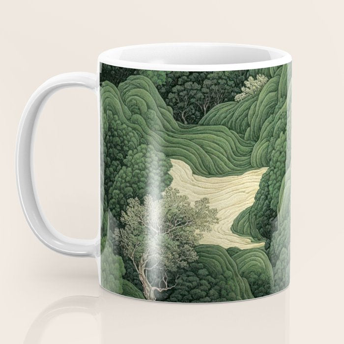 Japanese Wall Art Maximalist Moon Print japandi Art Wabi Sabi Painting Sage Green dopamine decor Coffee Mug Gallery Image 3
