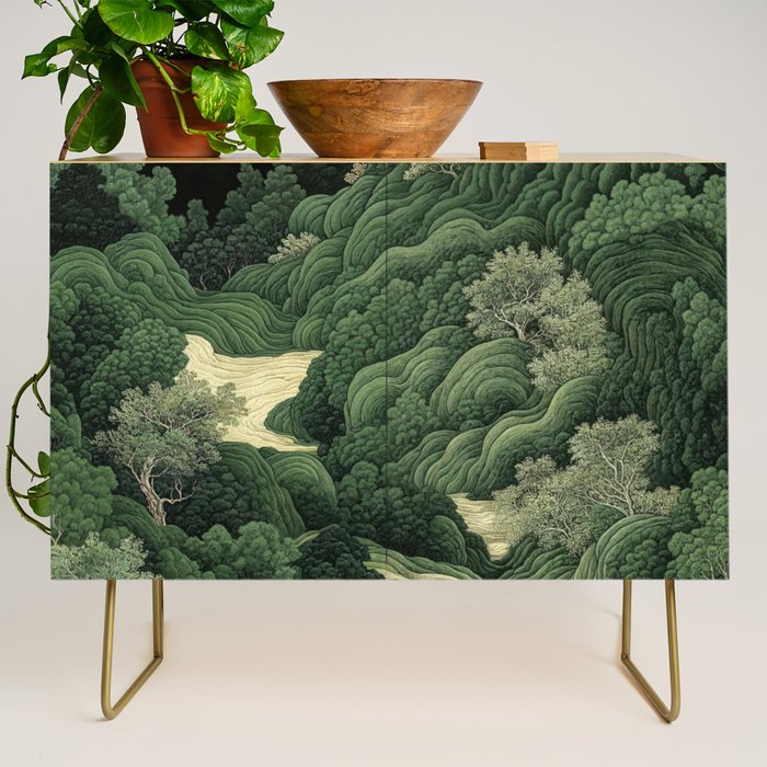 Japanese Wall Art Maximalist Moon Print japandi Art Wabi Sabi Painting Sage Green dopamine decor Credenza Gallery Image 1