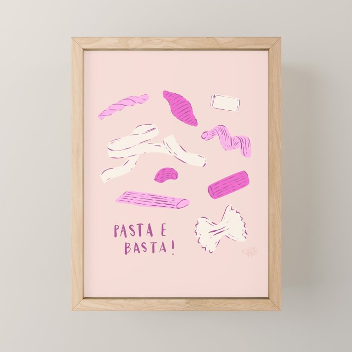 Pasta Noodles in Pink  Mini Art Print Gallery Image 1