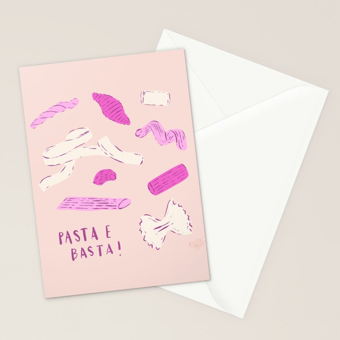 Pasta Noodles in Pink  Stationery Card Gallery Image 2