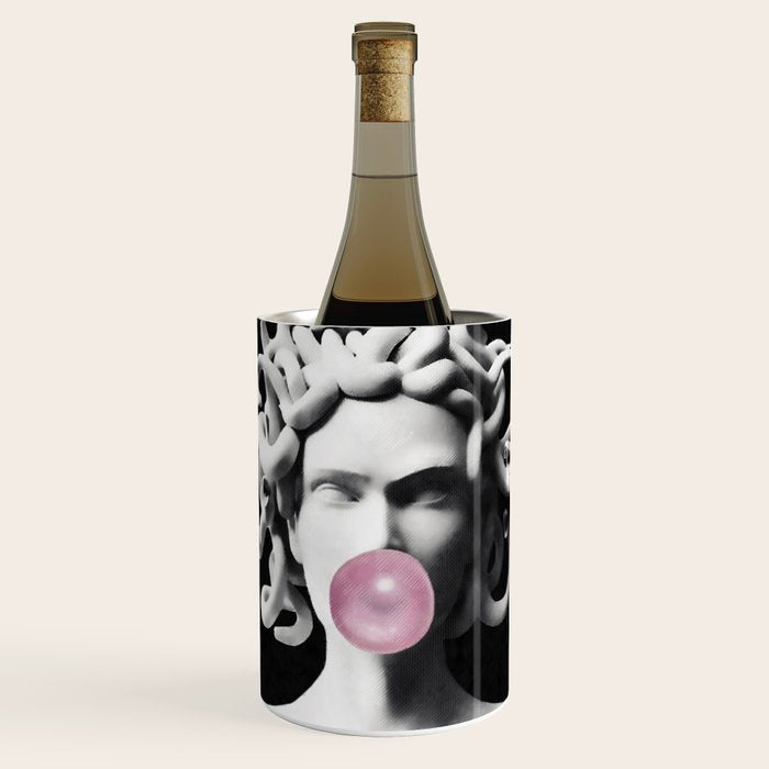 Medusa blowing pink bubblegum bubble Wine Chiller Gallery Image 1