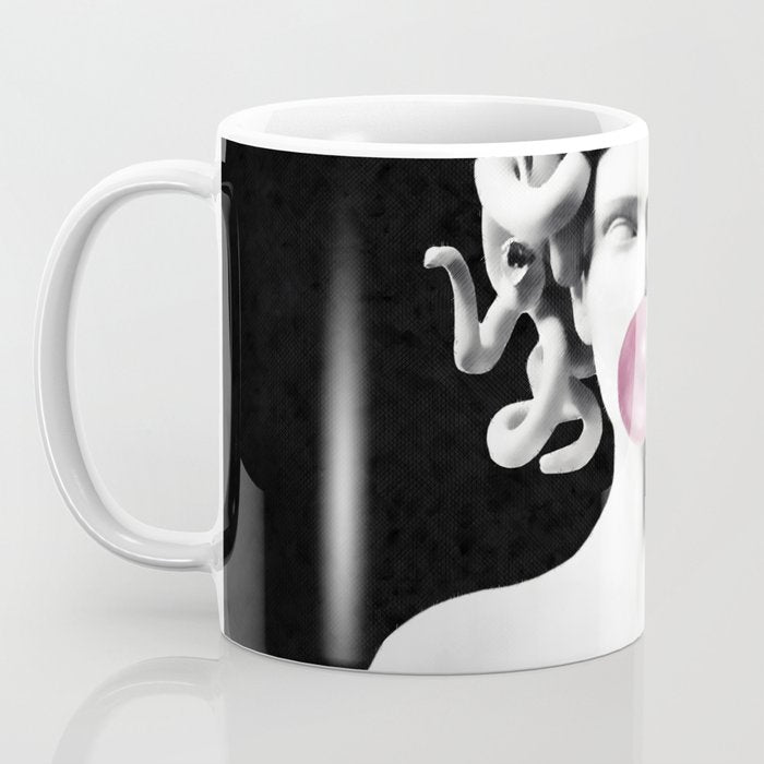 Medusa blowing pink bubblegum bubble Coffee Mug Gallery Image 3