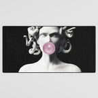 Medusa blowing pink bubblegum bubble Desk Mat Gallery Image 3