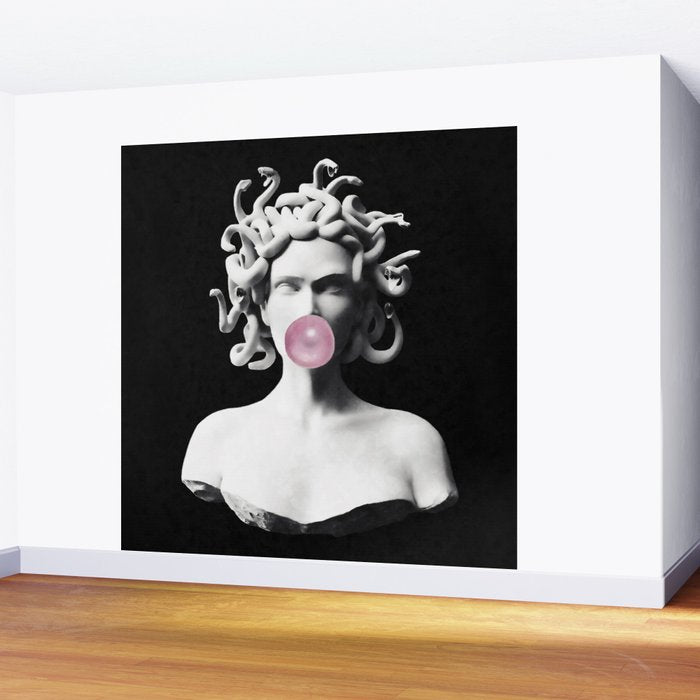 Medusa blowing pink bubblegum bubble Wall Mural Gallery Image 2