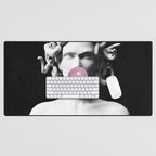 Medusa blowing pink bubblegum bubble Desk Mat Gallery Image 1