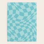Warped Checkered Pattern in Aqua Blue, Wavy Checkerboard Poster Gallery Image 4