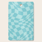 Warped Checkered Pattern in Aqua Blue, Wavy Checkerboard Cutting Board Gallery Image 1