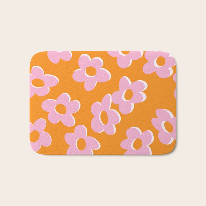 Groovy Daisy || Retro Flower Vibrant Print 60s 70s Bath Mat Gallery Image 1