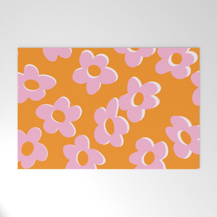 Groovy Daisy || Retro Flower Vibrant Print 60s 70s Welcome Mat Gallery Image 1