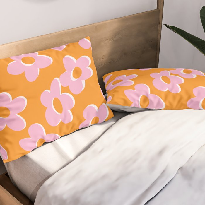 Groovy Daisy || Retro Flower Vibrant Print 60s 70s Pillow Sham Gallery Image 2