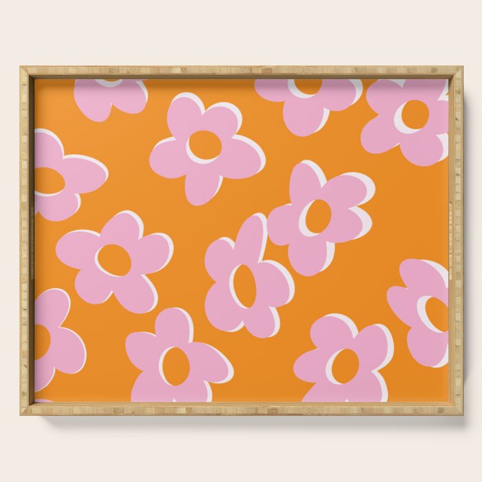 Groovy Daisy || Retro Flower Vibrant Print 60s 70s Serving Tray Gallery Image 1