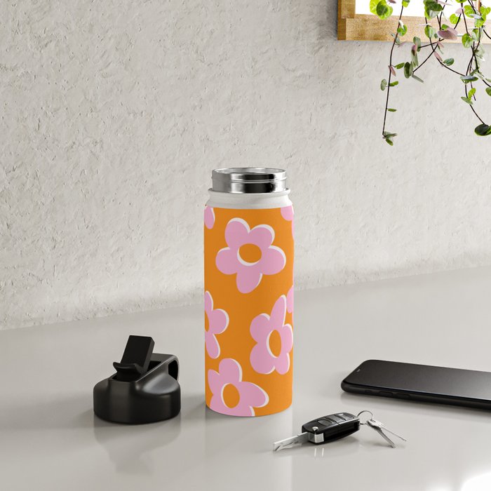 Groovy Daisy || Retro Flower Vibrant Print 60s 70s Water Bottle Gallery Image 4