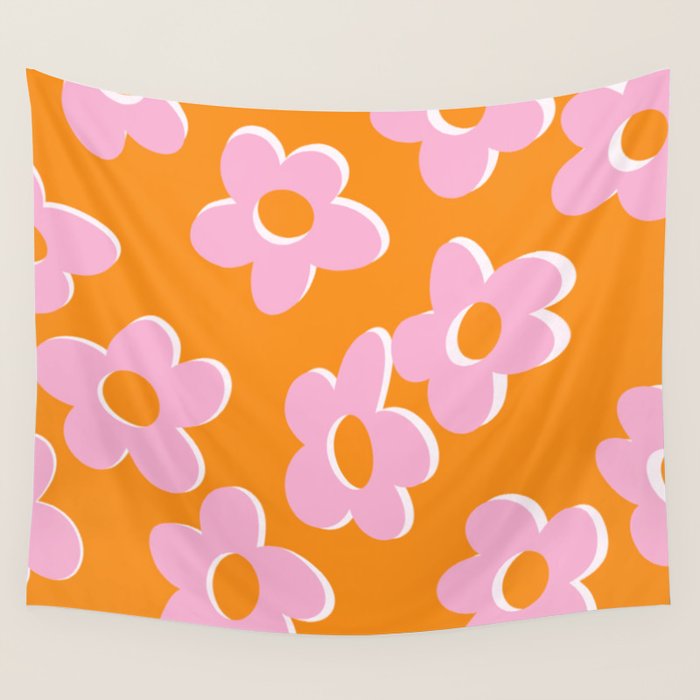 Groovy Daisy || Retro Flower Vibrant Print 60s 70s Wall Tapestry Gallery Image 4