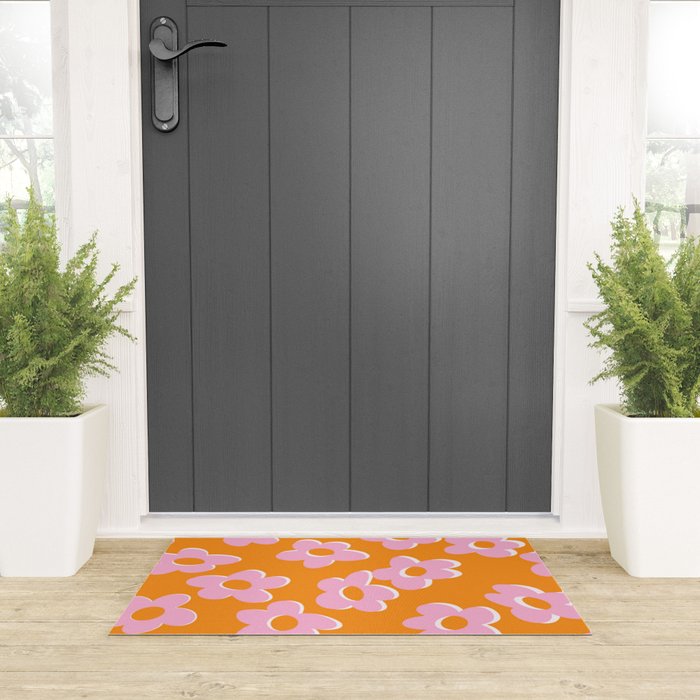 Groovy Daisy || Retro Flower Vibrant Print 60s 70s Welcome Mat Gallery Image 3