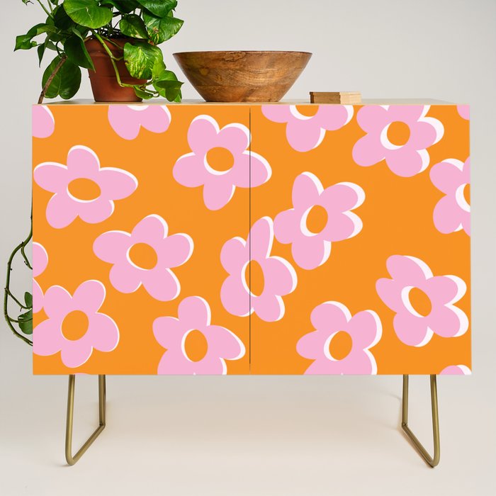 Groovy Daisy || Retro Flower Vibrant Print 60s 70s Credenza Gallery Image 1