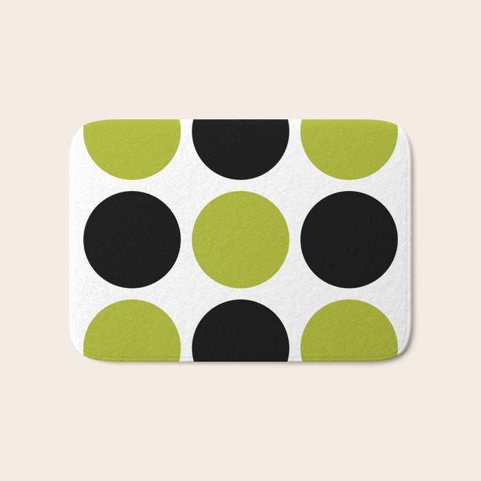 Mid Century Modern Scandinavian Decor Black and Chartreuse Bath Mat Gallery Image 1