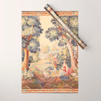 Antique Rococo French Pastoral Tapestry Wrapping Paper Gallery Image 1