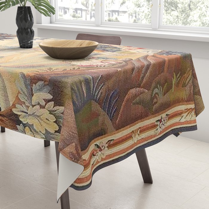 Antique Rococo French Pastoral Tapestry Tablecloth Gallery Image 3